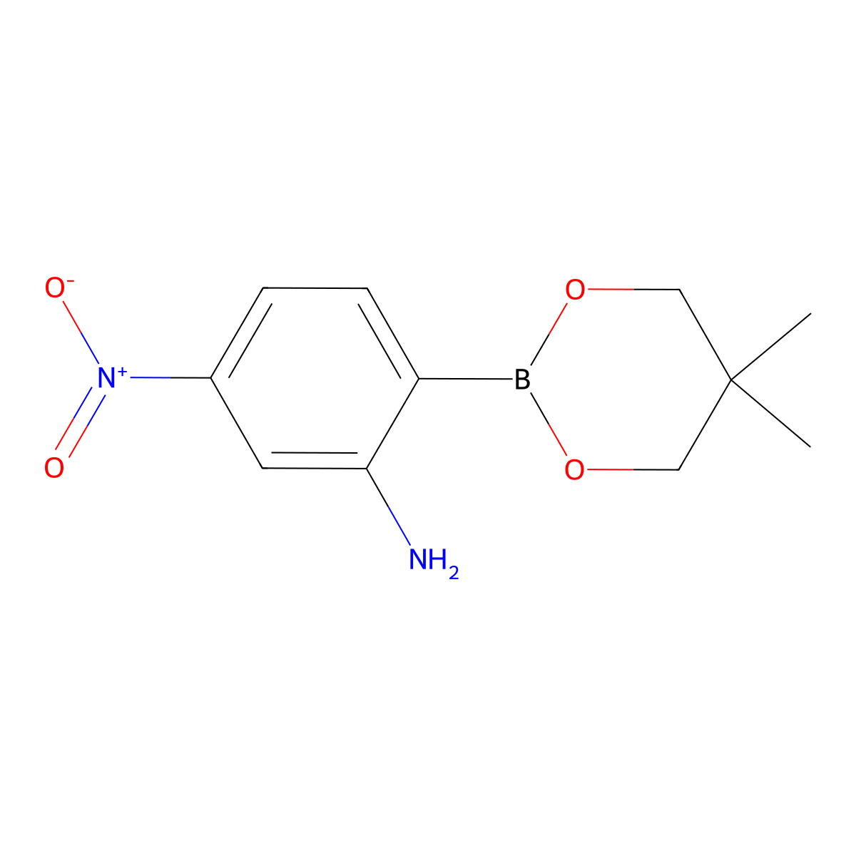 2-(5,5-Dimethyl-1,3,2-dioxaborinan-2-yl)-5-nitro-phenylamine molecular structure, CAS 1329166-69-9