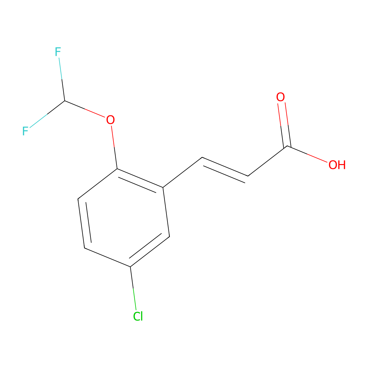 (2E)-3-[5-chloro-2-(difluoromethoxy)phenyl]prop-2-enoic acid molecular structure, CAS 1329166-85-9