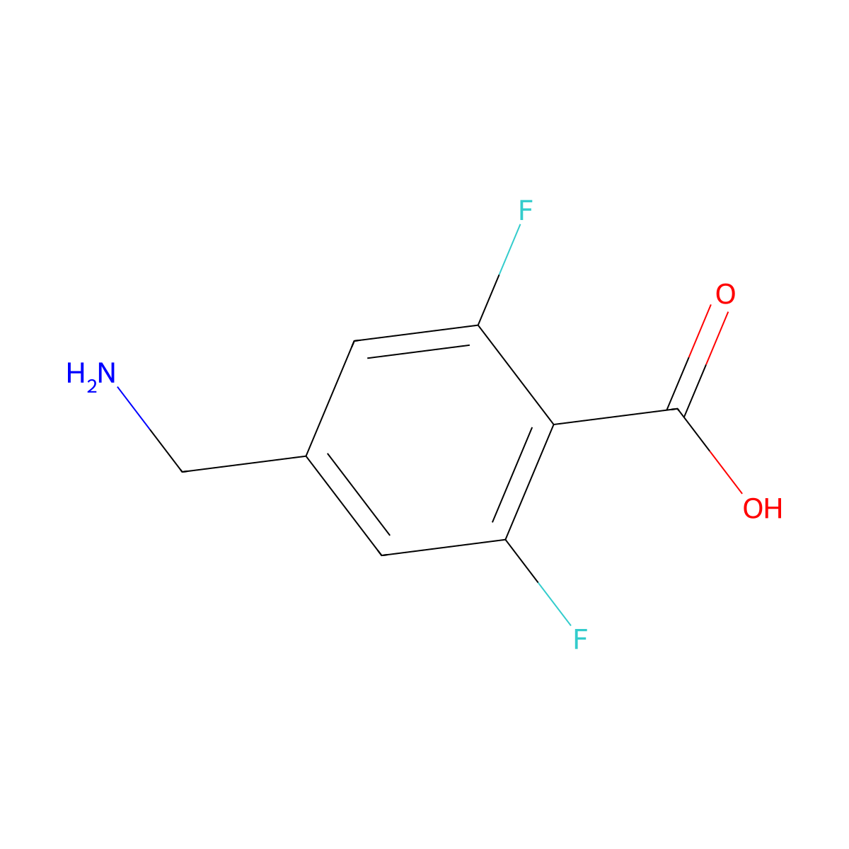 4-(Aminomethyl)-2,6-difluorobenzoic acid molecular structure, CAS 1329166-87-1