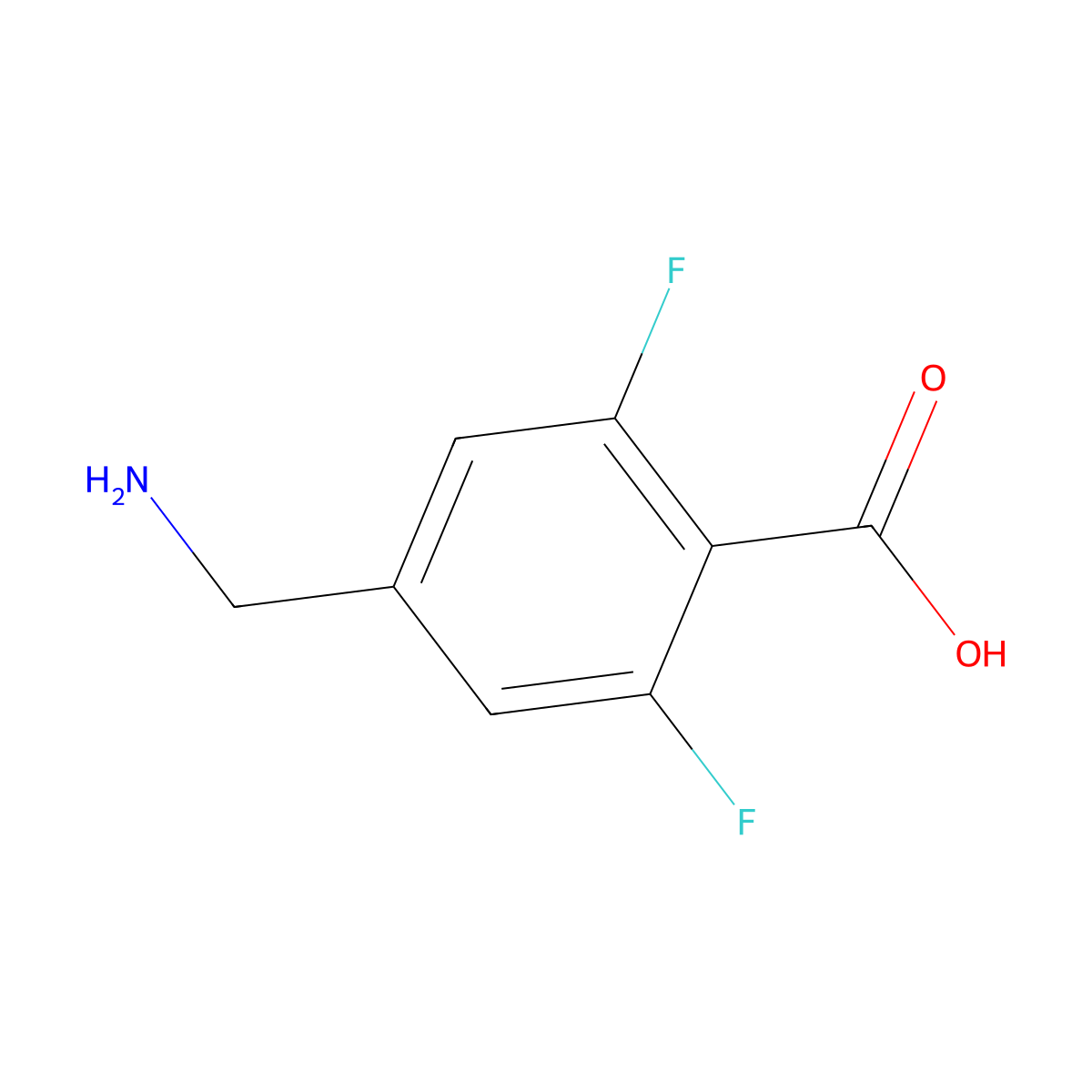 4-(Aminomethyl)-2,6-difluorobenzoic acid molecular structure, CAS 1329166-87-1
