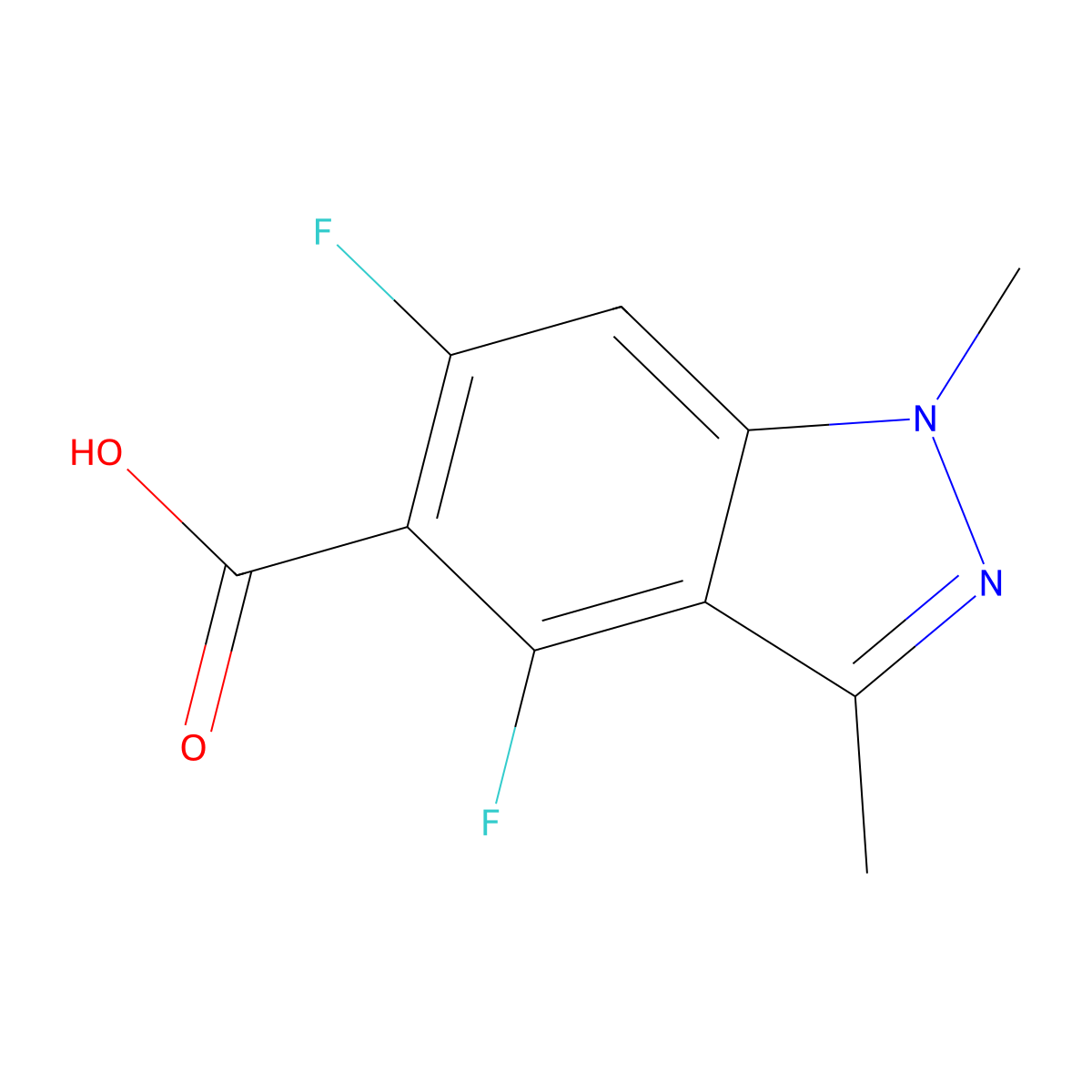 4,6-Difluoro-1,3-dimethyl-1H-indazole-5-carboxylic acid molecular structure, CAS 1329167-02-3
