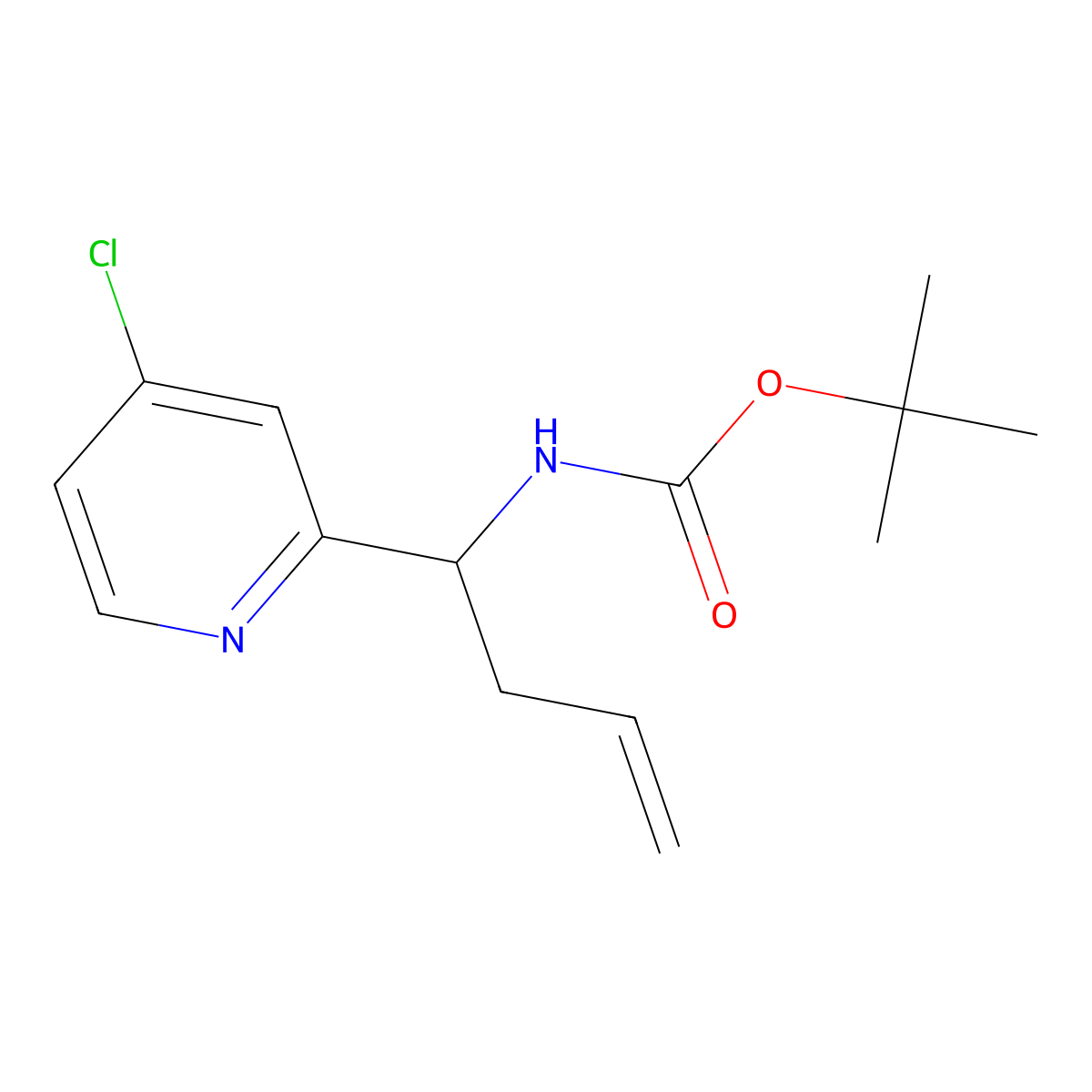 Carbamic acid, N-[(1S)-1-(4-chloro-2-pyridinyl)-3-buten-1-yl]-, 1,1-dimethylethyl ester molecular structure, CAS 1329171-69-8