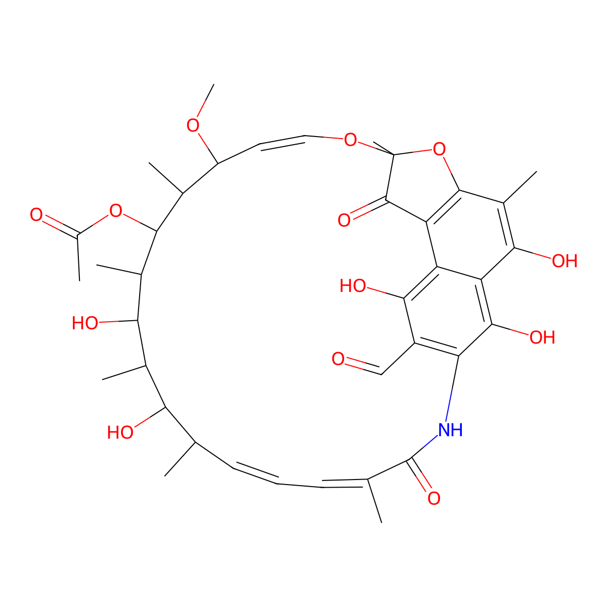 3-Formylrifamycin molecular structure, CAS 13292-22-3