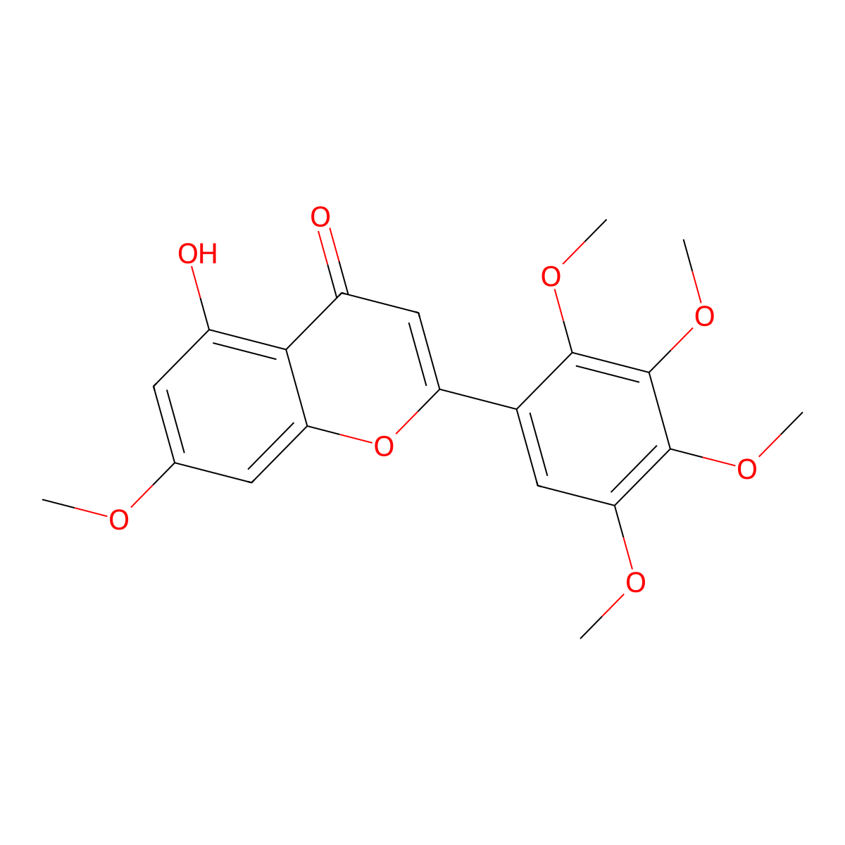 5-Hydroxy-7-methoxy-2-(2,3,4,5-tetramethoxyphenyl)chromen-4-one molecular structure, CAS 132923-24-1