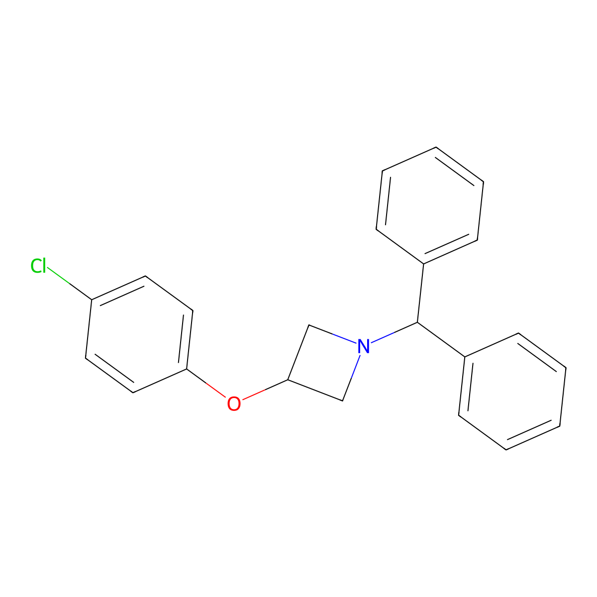 1-Benzhydryl-3-(4-chlorophenoxy)azetane molecular structure, CAS 132924-45-9