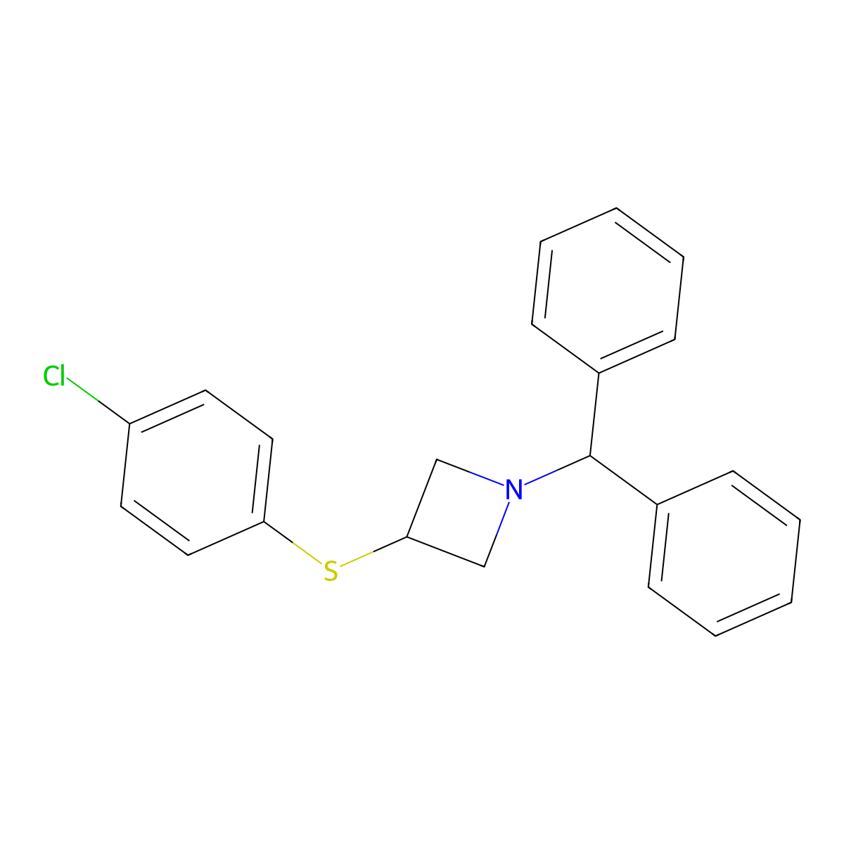 1-Benzhydryl-3-(4-chloro-phenylthio)-azetidine molecular structure, CAS 132924-59-5
