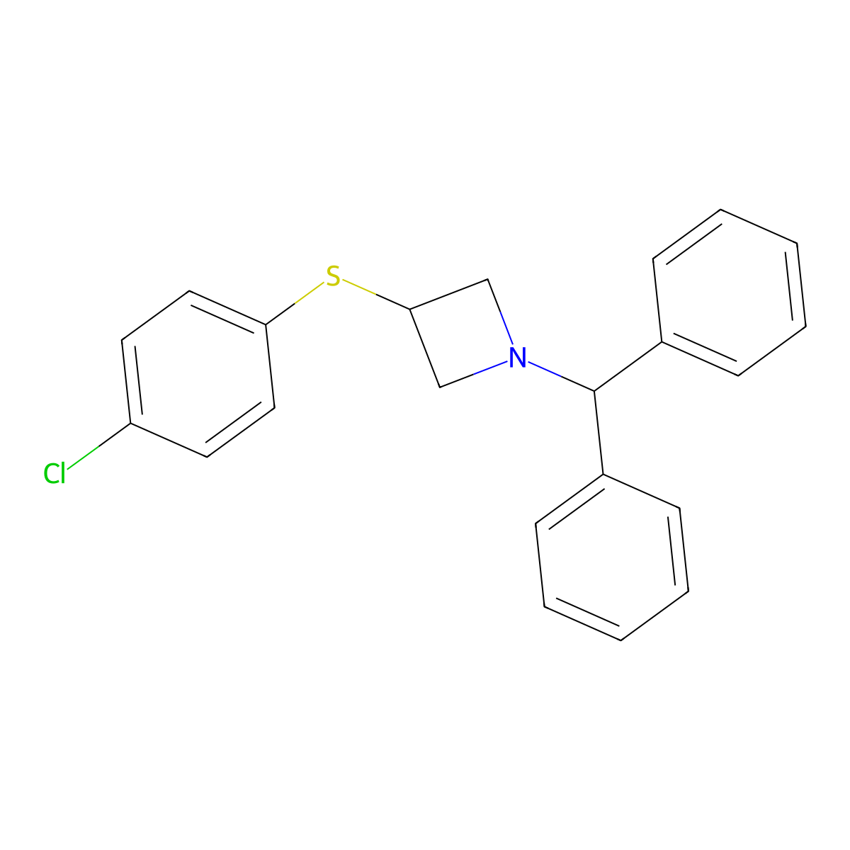 1-Benzhydryl-3-(4-chloro-phenylthio)-azetidine molecular structure, CAS 132924-59-5
