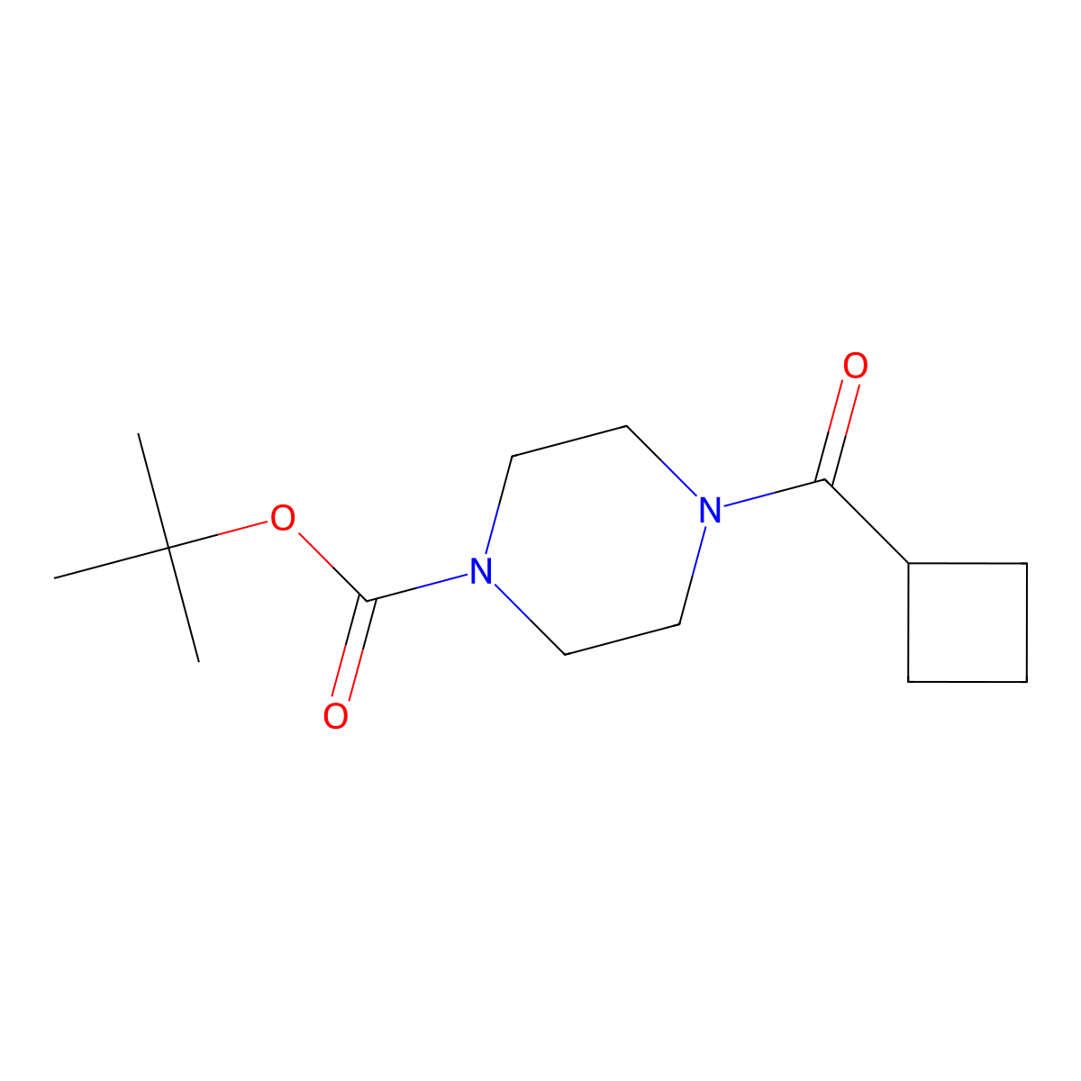 Tert-butyl 4-(cyclobutanecarbonyl)piperazine-1-carboxylate molecular structure, CAS 1329288-29-0