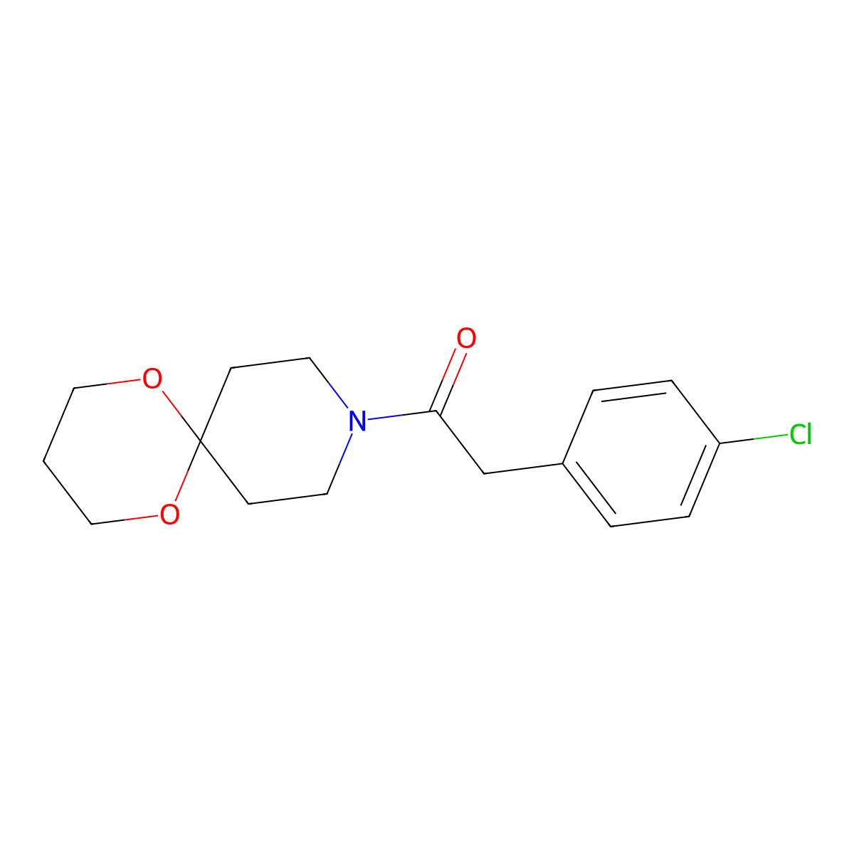 2-(4-Chlorophenyl)-1-(1,5-dioxa-9-azaspiro[5.5]undecan-9-yl)ethanone molecular structure, CAS 1329328-84-8