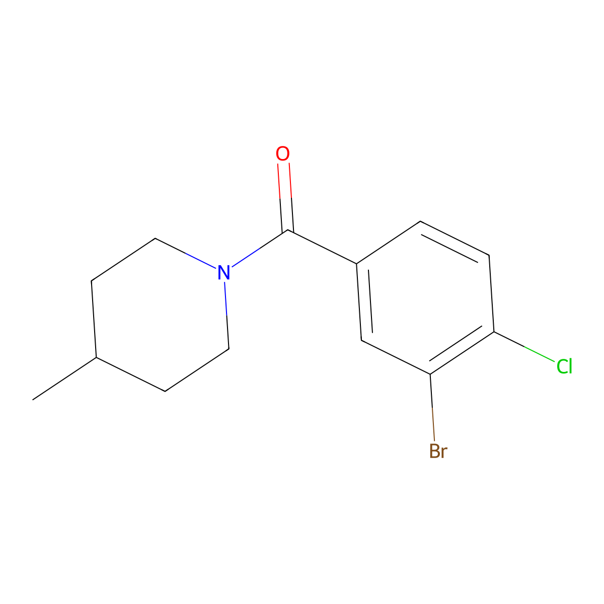 (3-Bromo-4-chlorophenyl)(4-methylpiperidin-1-yl)methanone molecular structure, CAS 1329359-92-3