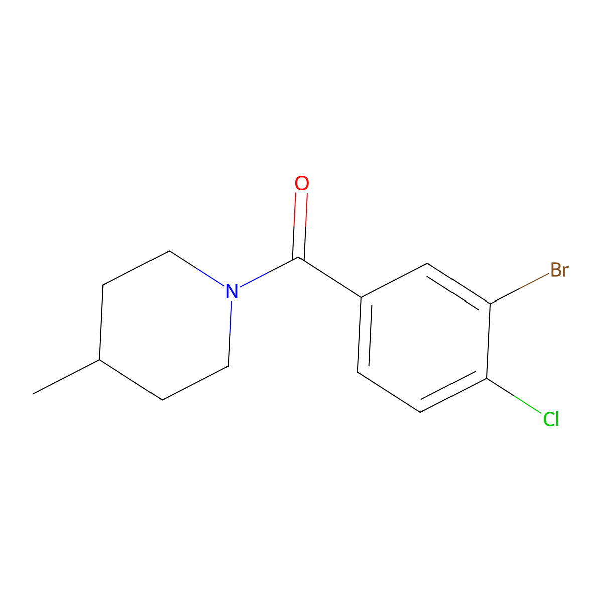 (3-Bromo-4-chlorophenyl)(4-methylpiperidin-1-yl)methanone molecular structure, CAS 1329359-92-3