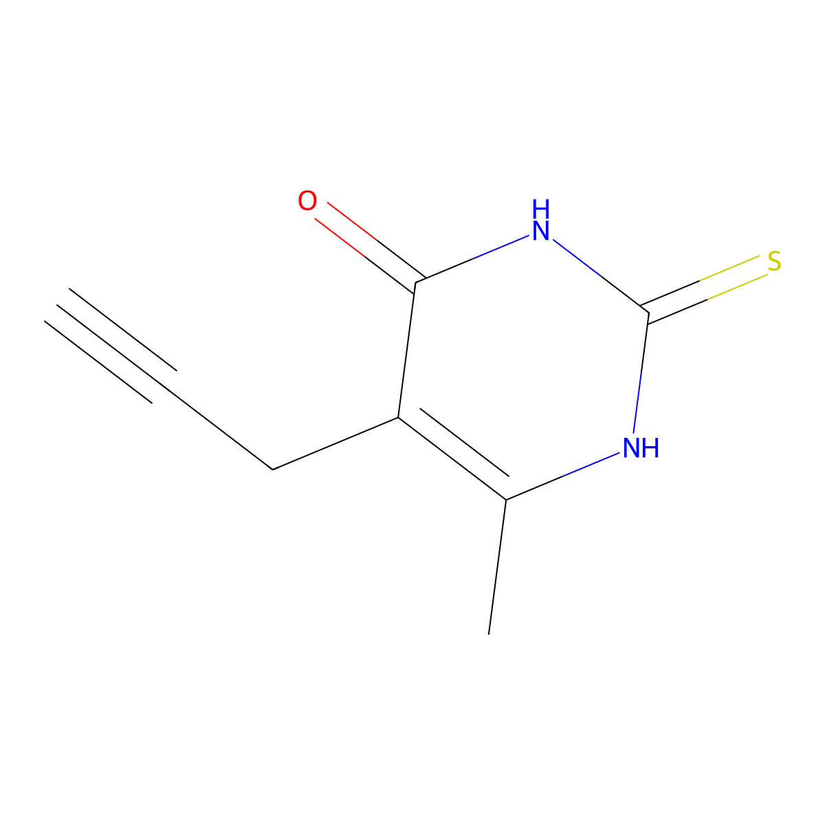6-methyl-5-prop-2-ynyl-2-sulfanylidene-1H-pyrimidin-4-one molecular structure, CAS 132938-38-6