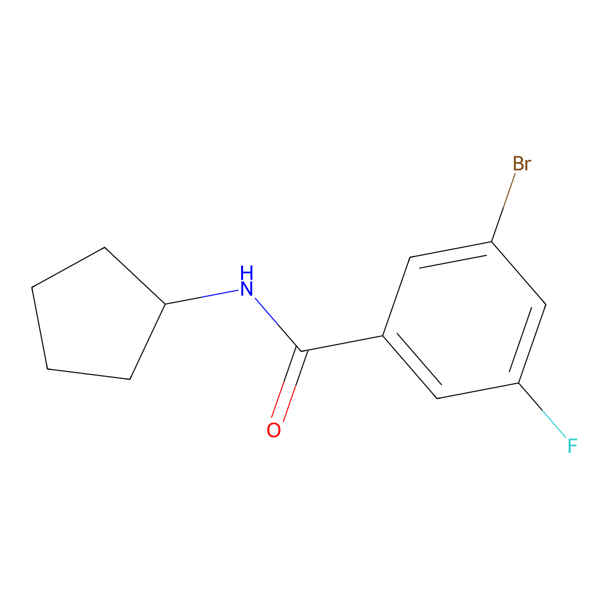 3-bromo-N-cyclopentyl-5-fluorobenzamide molecular structure, CAS 1329399-10-1