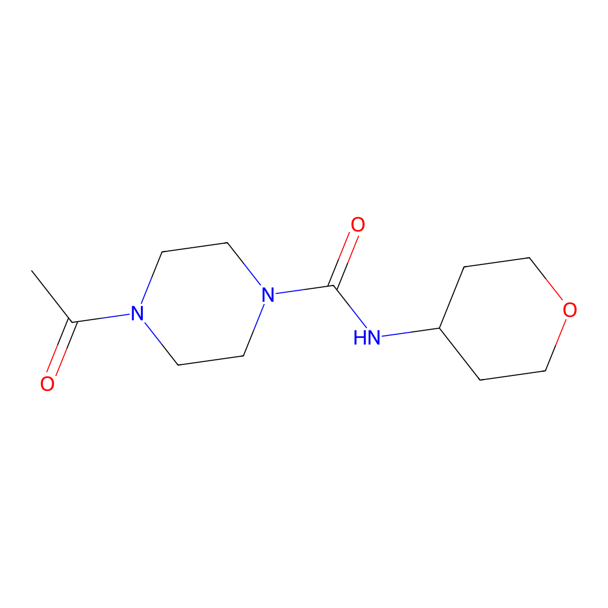 4-Acetyl-N-(oxan-4-yl)piperazine-1-carboxamide molecular structure, CAS 1329402-28-9