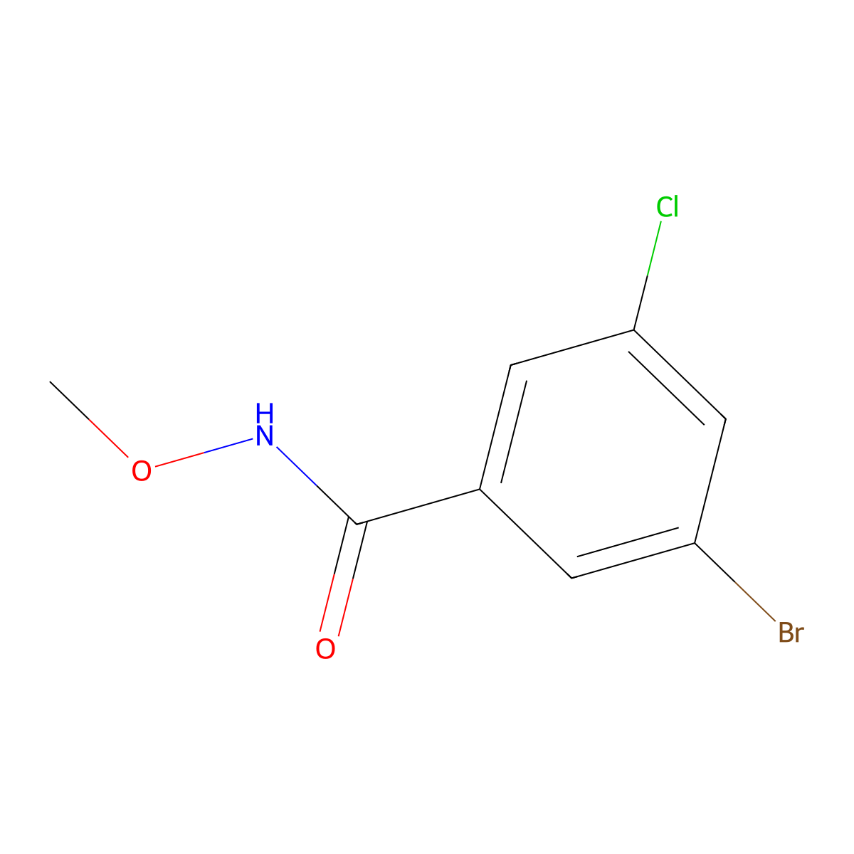 3-Bromo-5-chloro-N-methoxybenzamide molecular structure, CAS 1329406-36-1