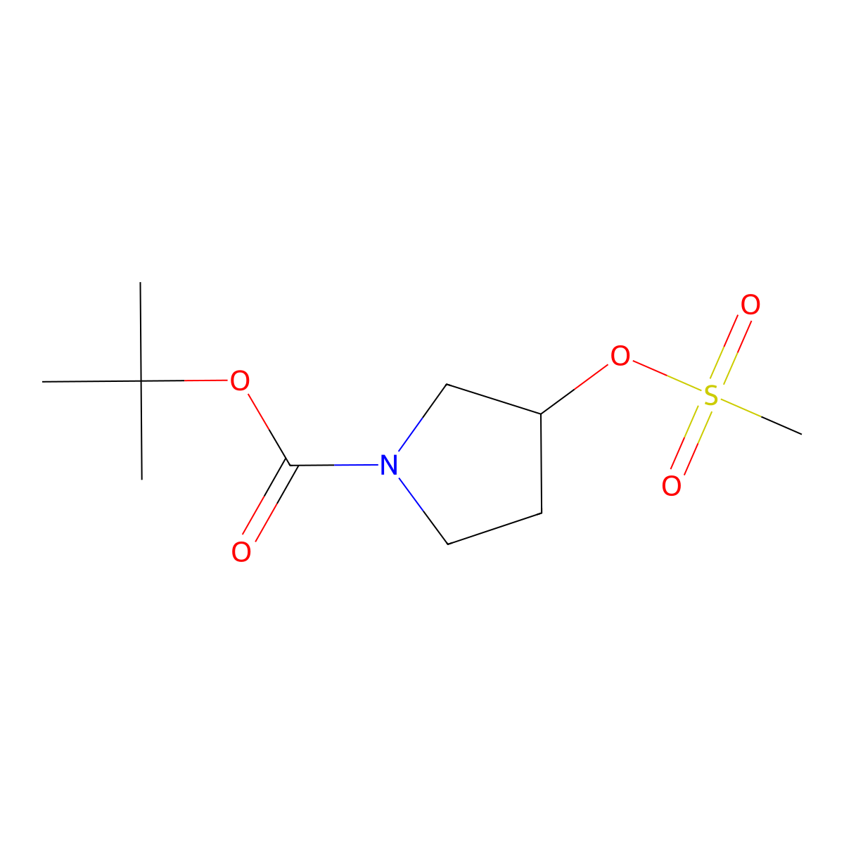 (S)-1-Boc-3-methanesulfonyloxy-pyrrolidine molecular structure, CAS 132945-75-6