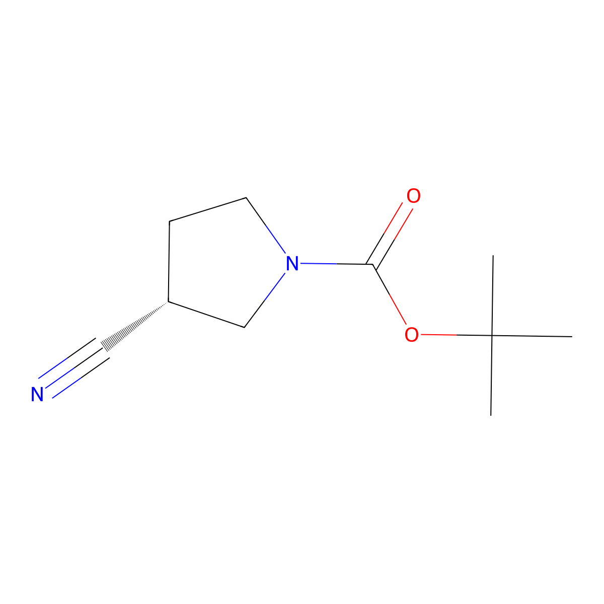 (R)-1-Boc-3-cyanopyrrolidine molecular structure, CAS 132945-76-7