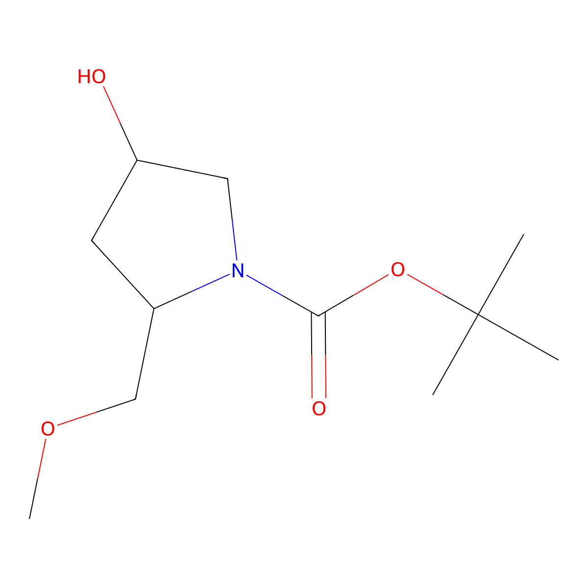 tert-butyl (2S,4R)-4-hydroxy-2-(methoxymethyl)pyrrolidine-1-carboxylate molecular structure, CAS 132945-85-8