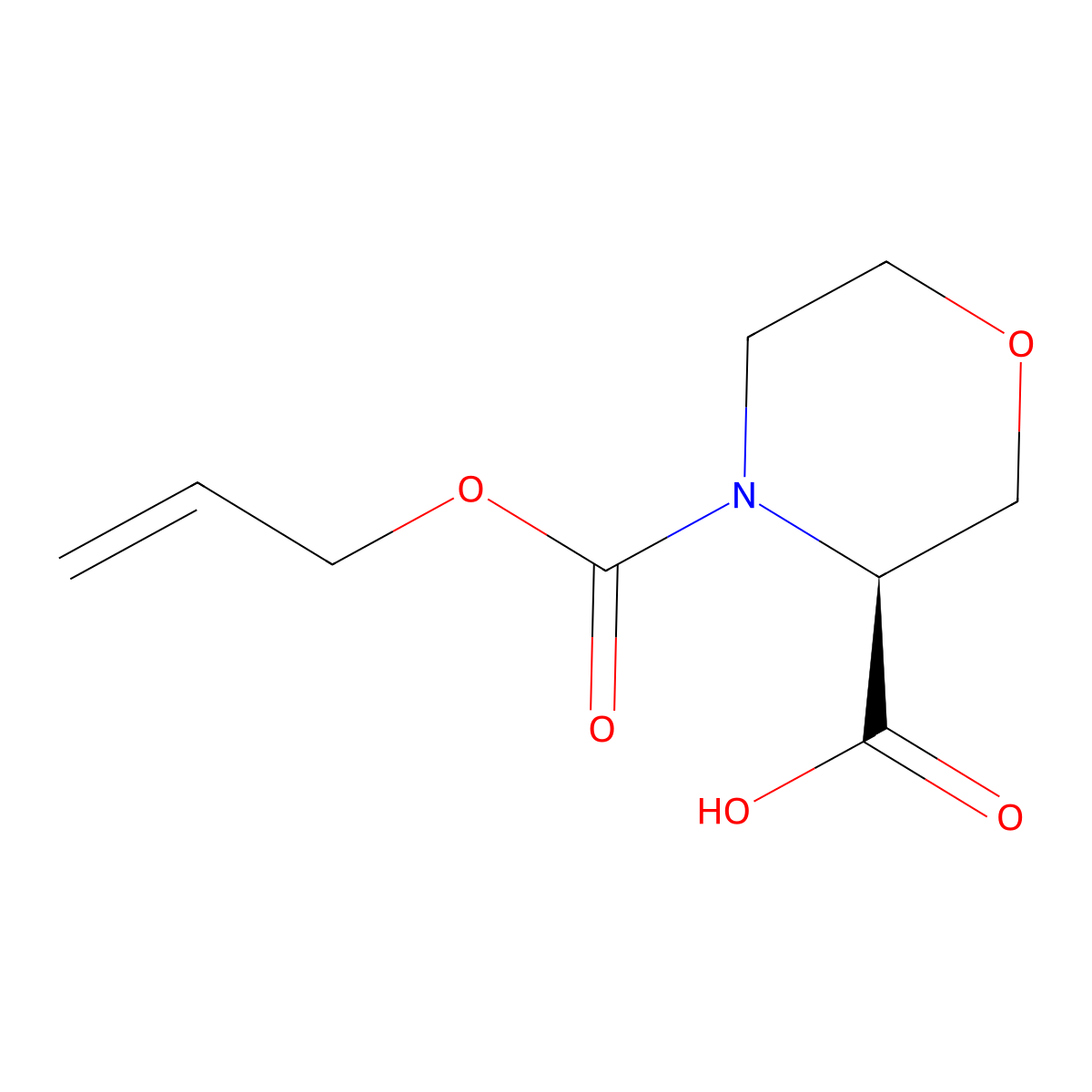 (3S)-4-allyloxycarbonylmorpholine-3-carboxylic acid molecular structure, CAS 132946-23-7