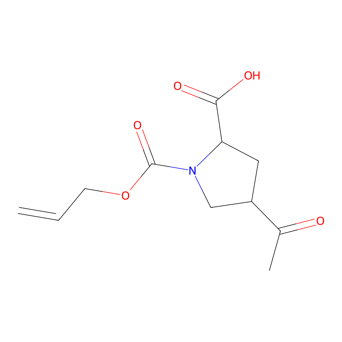 4-Acetyl-1-[(prop-2-en-1-yloxy)carbonyl]pyrrolidine-2-carboxylic acid molecular structure, CAS 132946-49-7