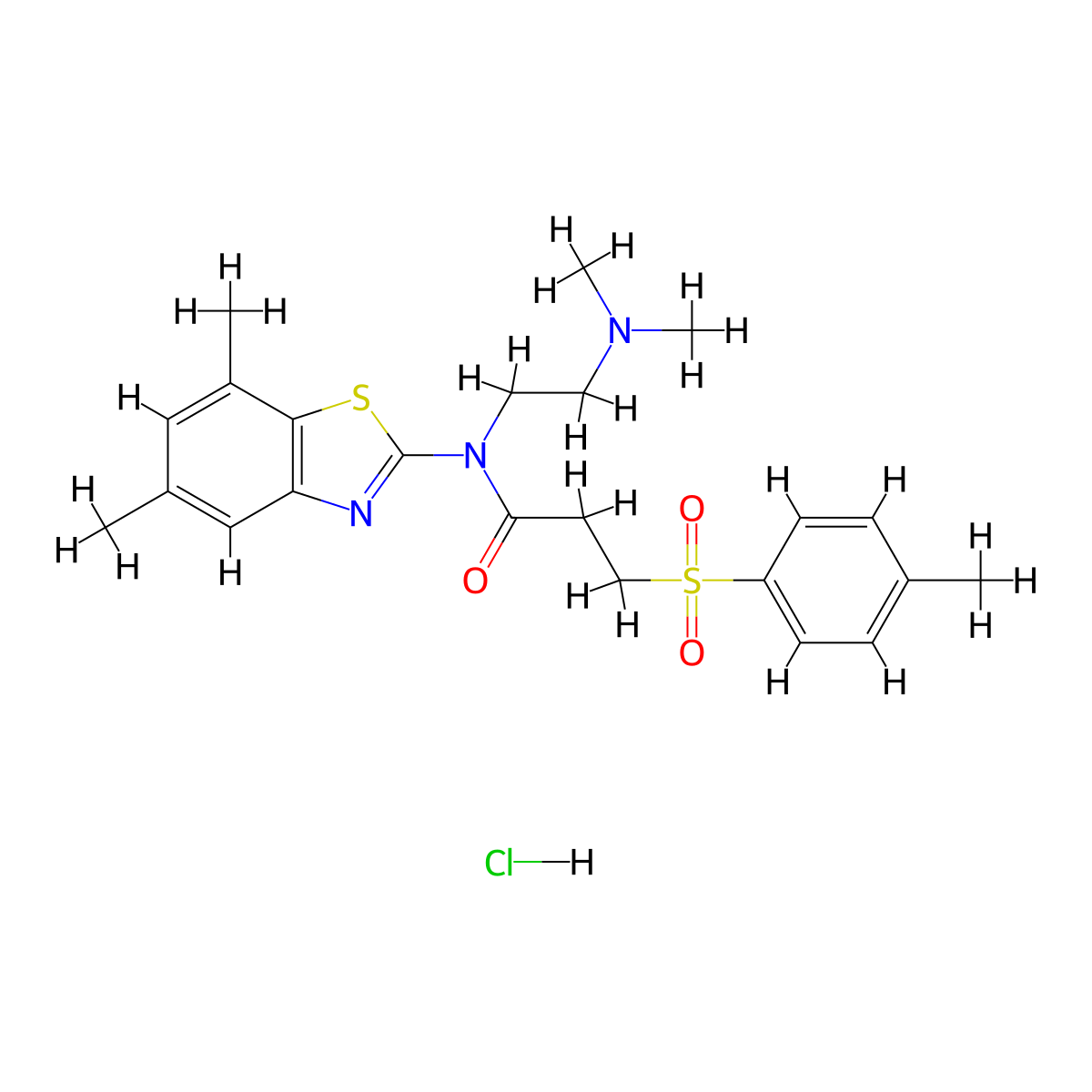 N-(2-(dimethylamino)ethyl)-N-(5,7-dimethylbenzo[d]thiazol-2-yl)-3-tosylpropanamide hydrochloride molecular structure, CAS 1329466-59-2