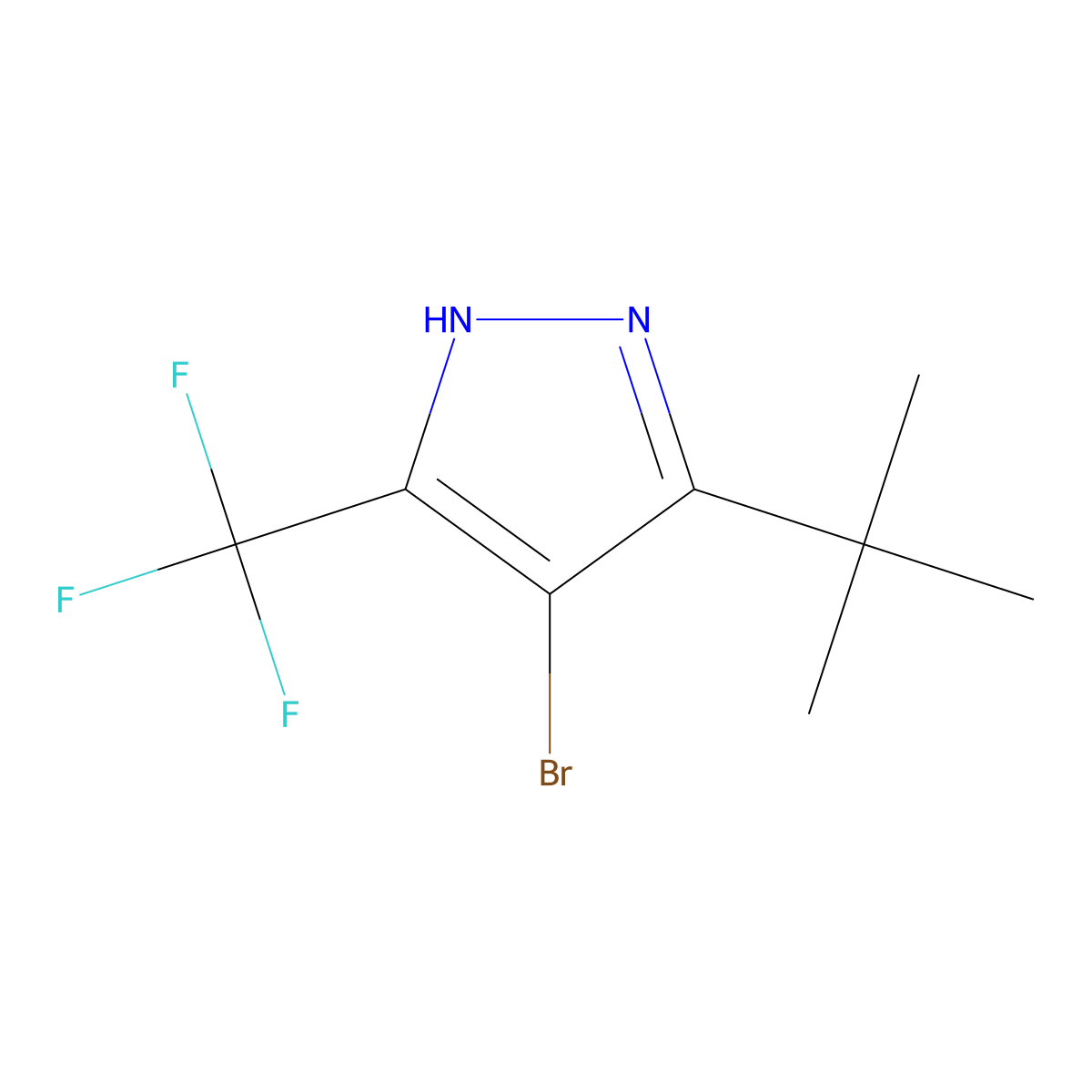 4-Bromo-3-tert-butyl-5-(trifluoromethyl)-1H-pyrazole molecular structure, CAS 1329471-16-0