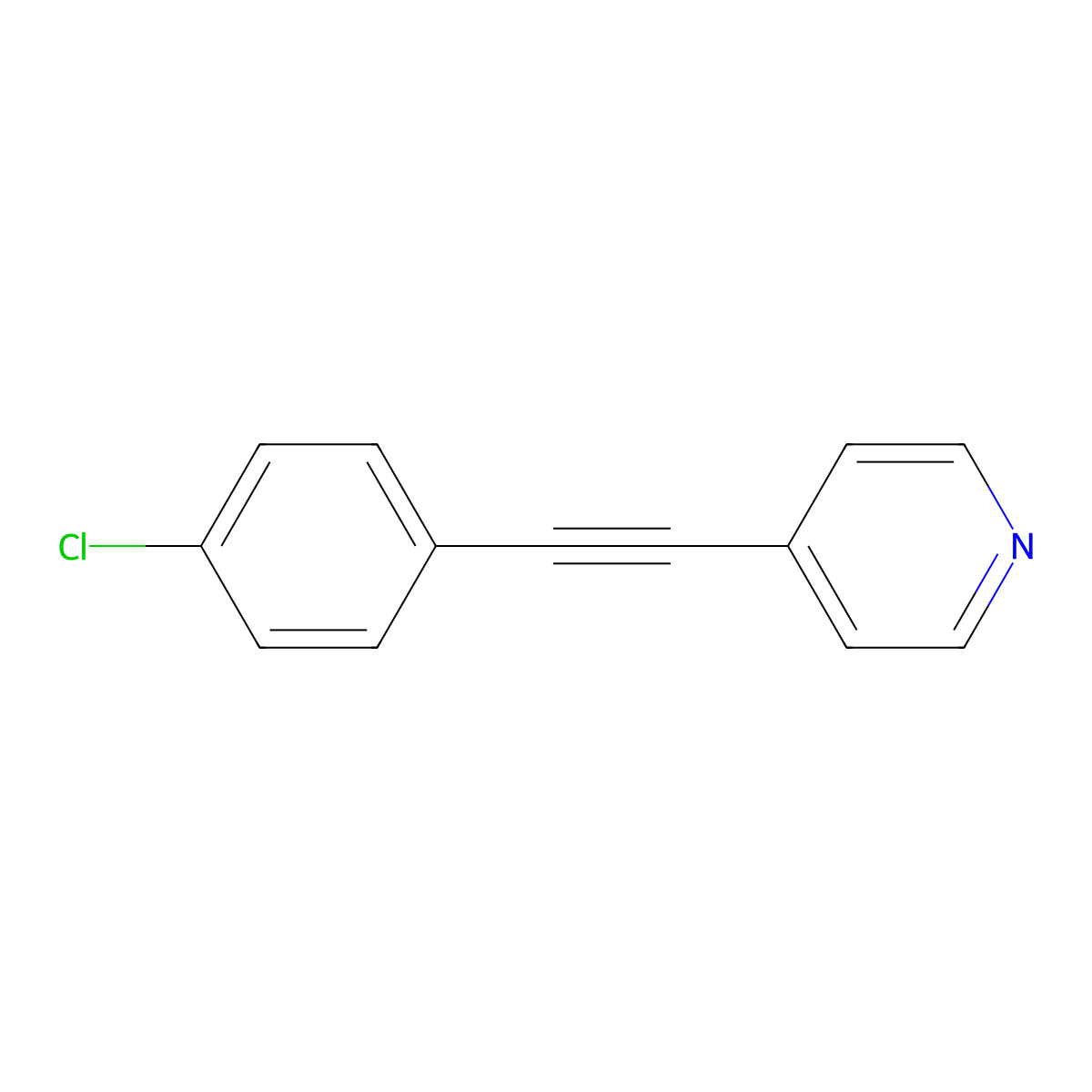 4-[(4-Chlorophenyl)ethynyl]pyridine molecular structure, CAS 13295-97-1