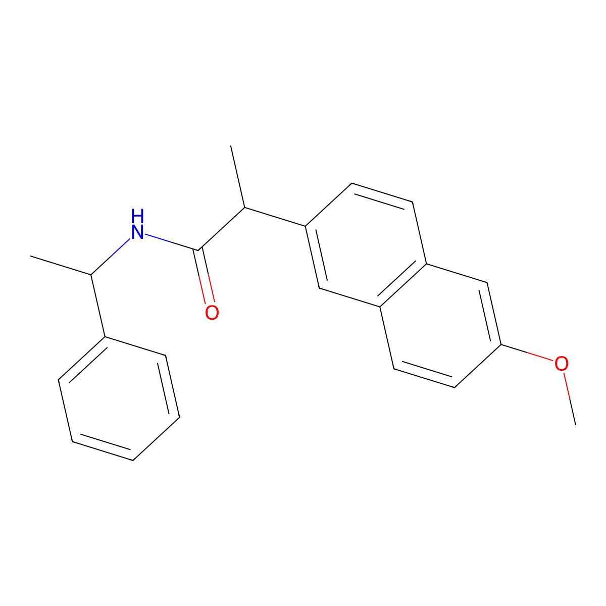 2-(6-methoxy-2-naphthyl)-N-(1-phenylethyl)propanamide molecular structure, CAS 132950-17-5