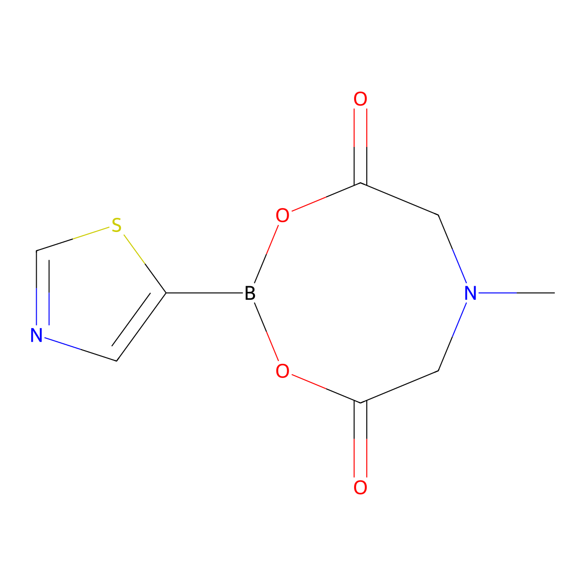 5-Thiazole boronic acid MIDA ester molecular structure, CAS 1329539-52-7