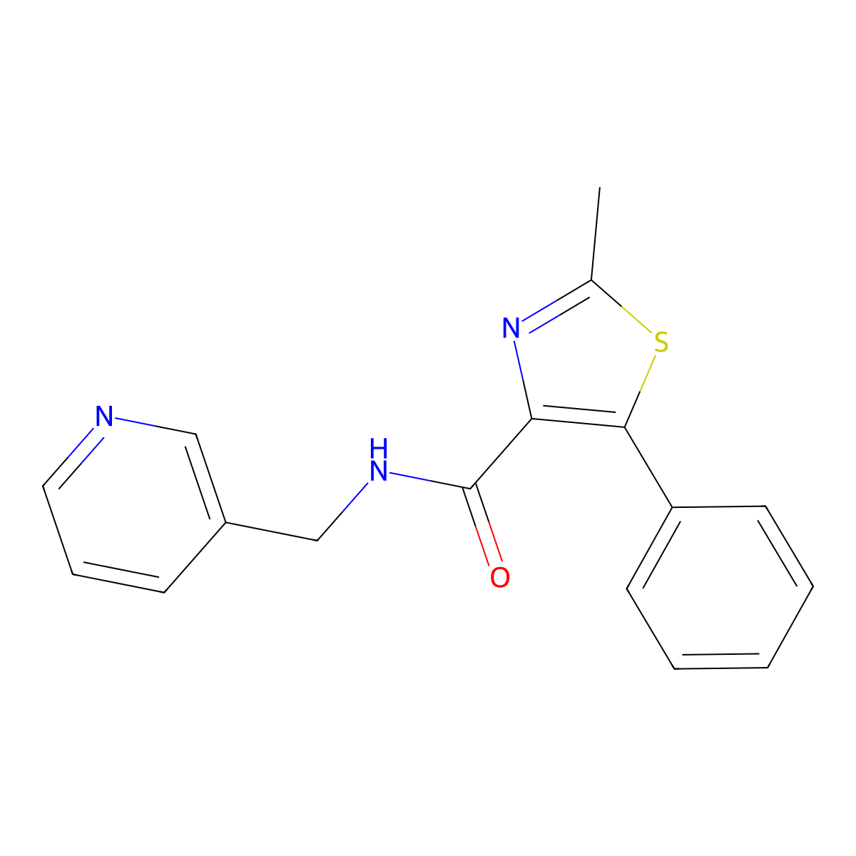 2-methyl-5-phenyl-N-(3-pyridylmethyl)-1,3-thiazole-4-carboxamide molecular structure, CAS 1329574-21-1