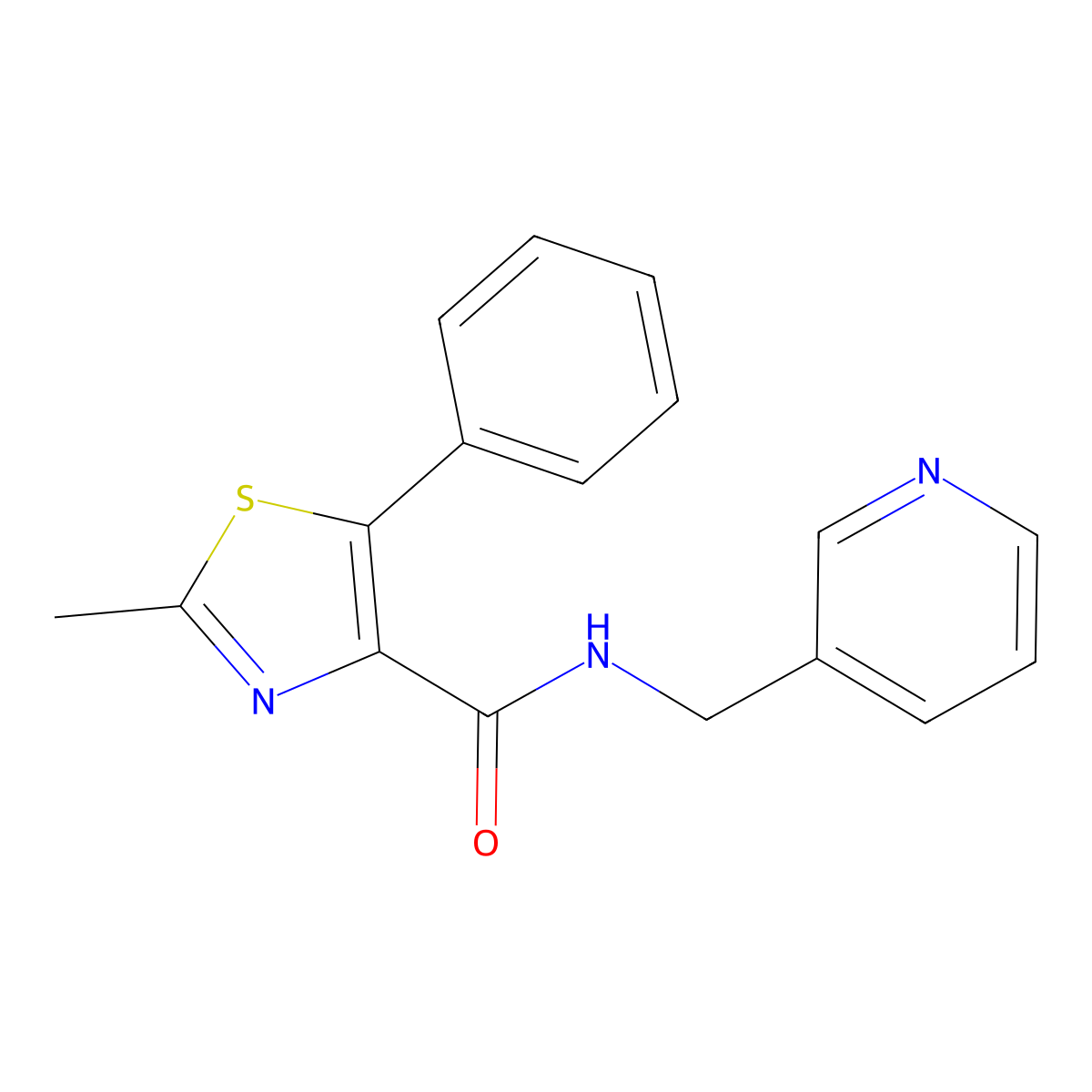 2-methyl-5-phenyl-N-(3-pyridylmethyl)-1,3-thiazole-4-carboxamide molecular structure, CAS 1329574-21-1