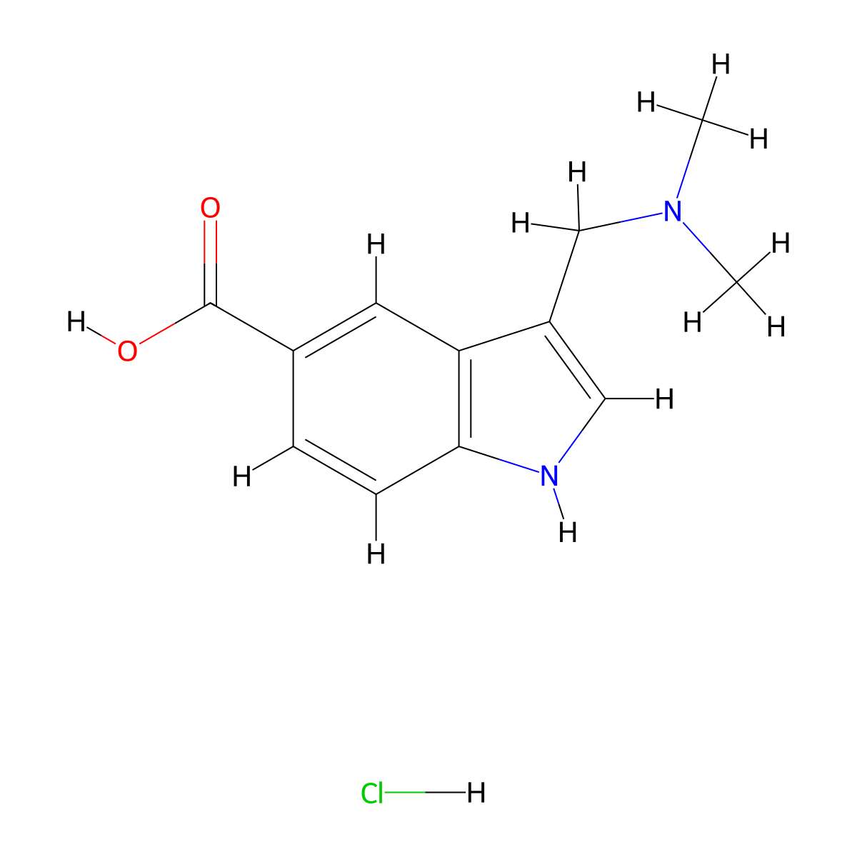 3-[(dimethylamino)methyl]-1H-indole-5-carboxylic acid hydrochloride molecular structure, CAS 1329582-56-0