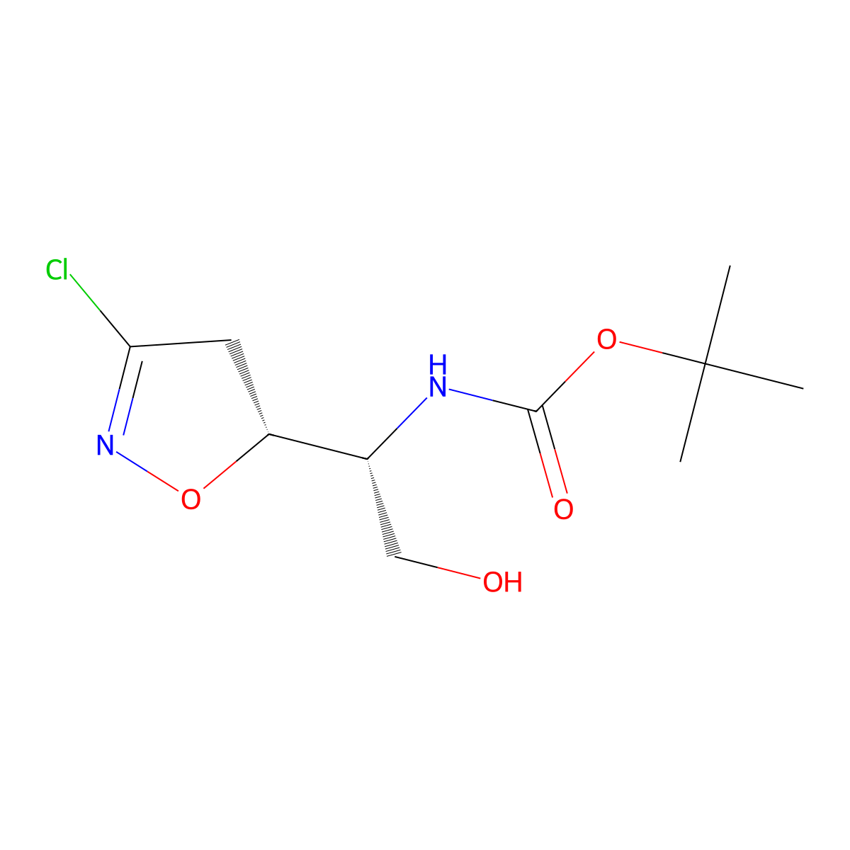 (R,R)-5-(1-Boc-amino-2-hydroxyethyl)-3-chloro-4,5-dihydroisoxazole molecular structure, CAS 1329611-55-3