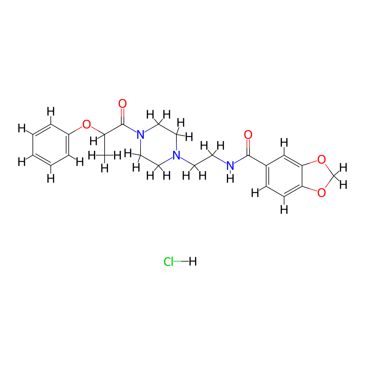 N-(2-(4-(2-phenoxypropanoyl)piperazin-1-yl)ethyl)benzo[d][1,3]dioxole-5-carboxamide hydrochloride molecular structure, CAS 1329625-67-3