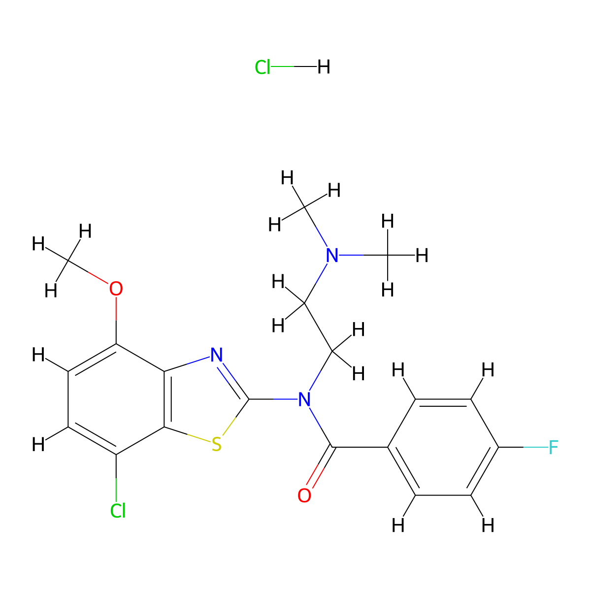 N-(7-chloro-4-methoxybenzo[d]thiazol-2-yl)-N-(2-(dimethylamino)ethyl)-4-fluorobenzamide hydrochloride molecular structure, CAS 1329626-70-1