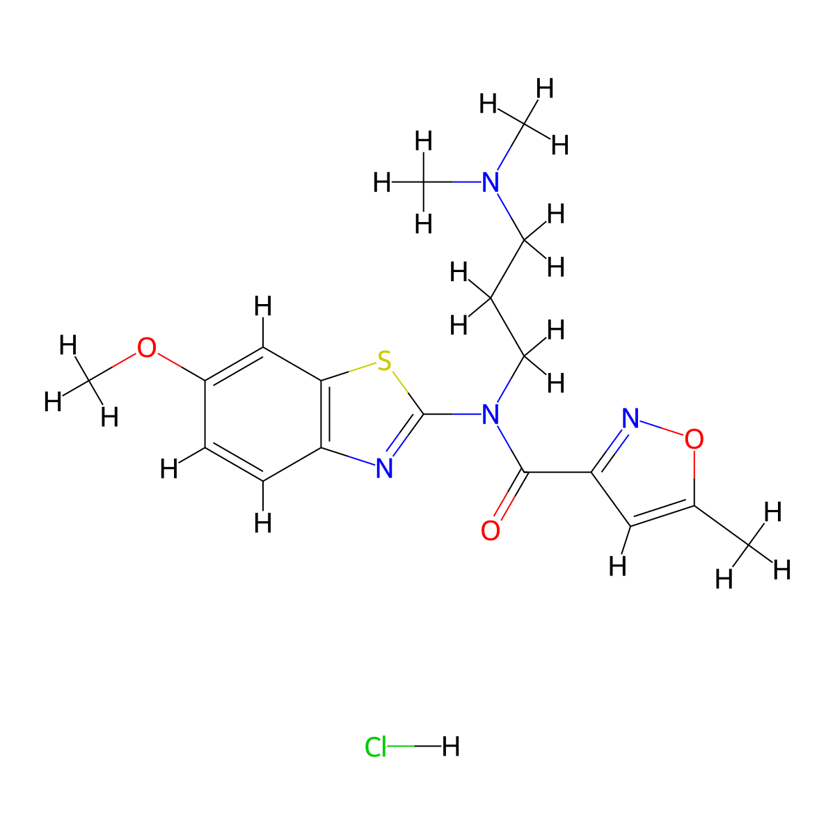 N-(3-(dimethylamino)propyl)-N-(6-methoxybenzo[d]thiazol-2-yl)-5-methylisoxazole-3-carboxamide hydrochloride molecular structure, CAS 1329626-84-7