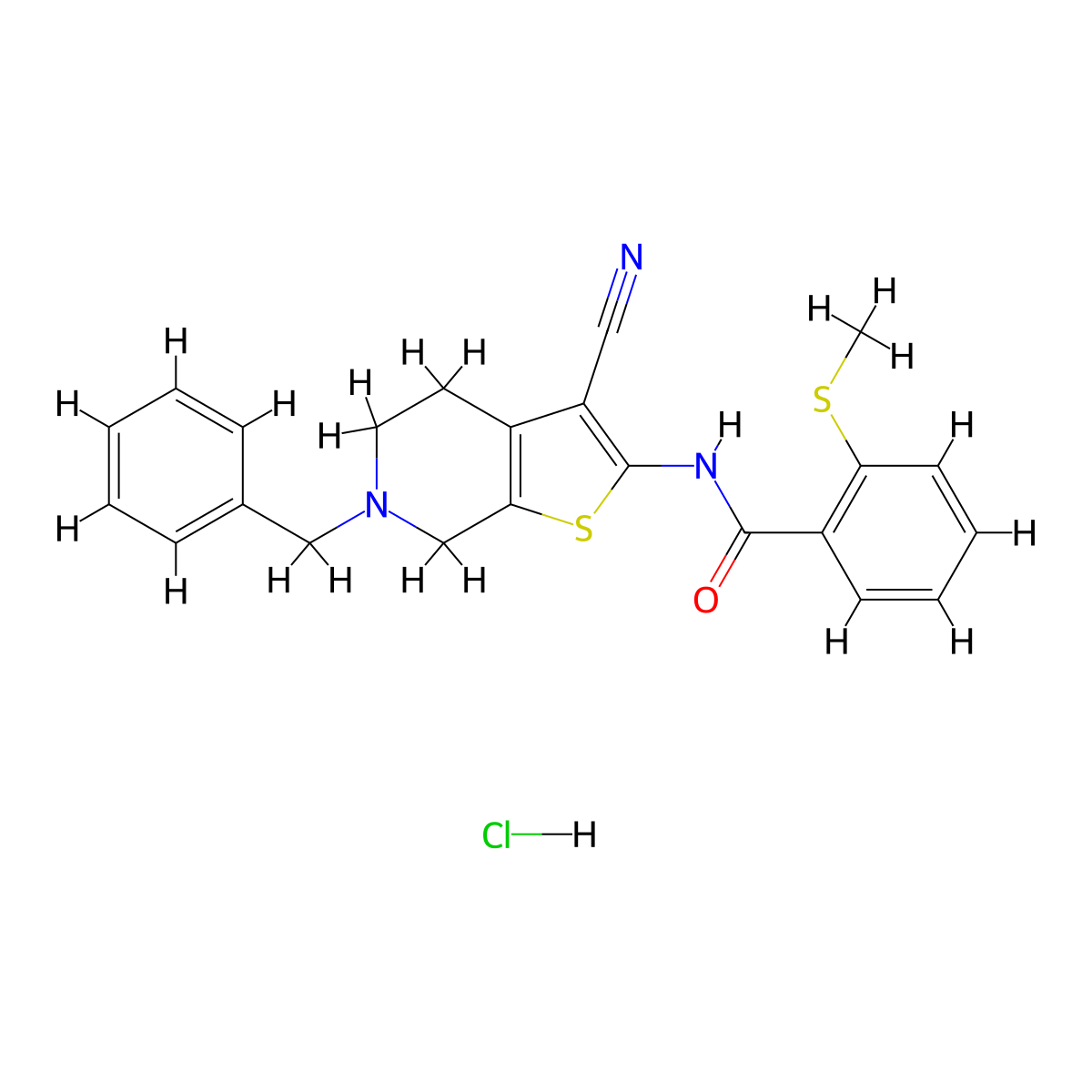 N-(6-benzyl-3-cyano-4,5,6,7-tetrahydrothieno[2,3-c]pyridin-2-yl)-2-(methylthio)benzamide hydrochloride molecular structure, CAS 1329627-02-2