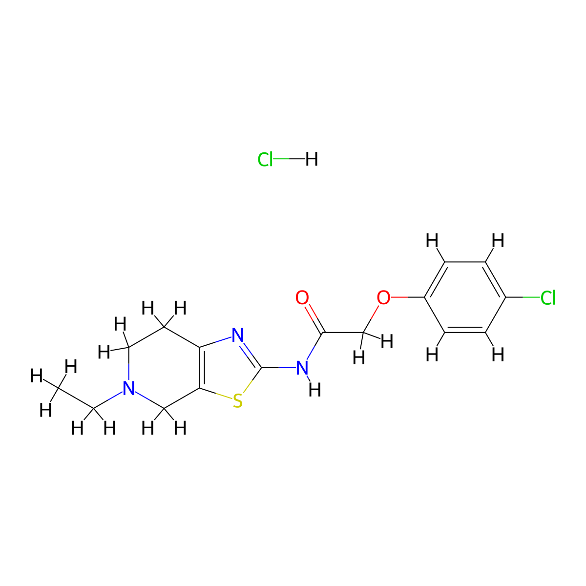 2-(4-chlorophenoxy)-N-(5-ethyl-4,5,6,7-tetrahydrothiazolo[5,4-c]pyridin-2-yl)acetamide hydrochloride molecular structure, CAS 1329629-71-1