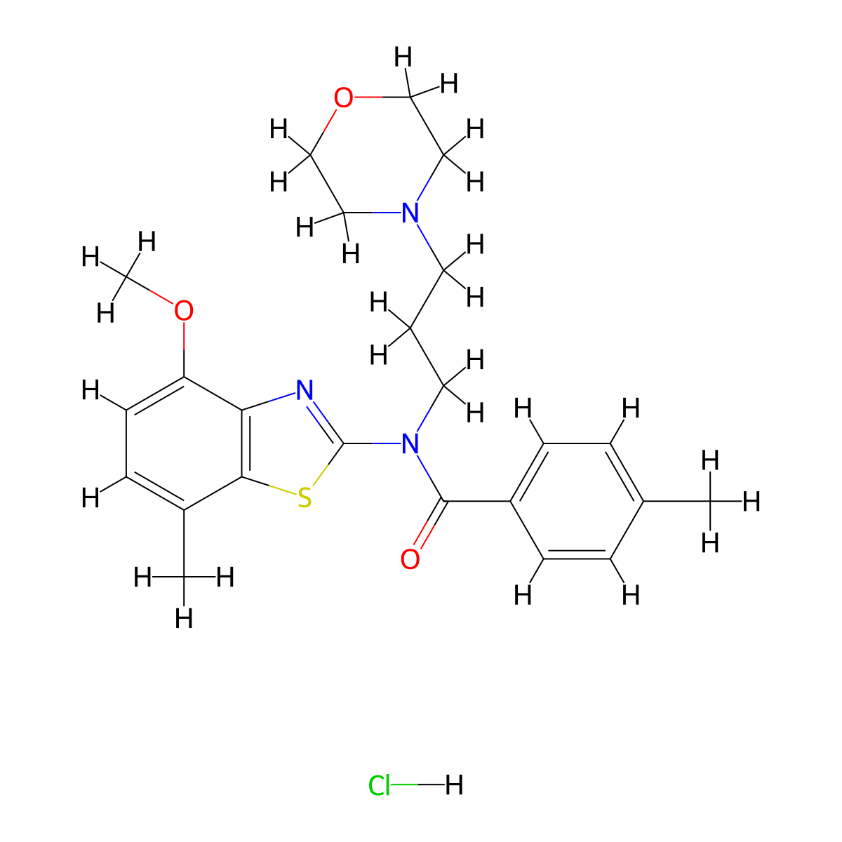 N-(4-methoxy-7-methylbenzo[d]thiazol-2-yl)-4-methyl-N-(3-morpholinopropyl)benzamide hydrochloride molecular structure, CAS 1329635-81-5