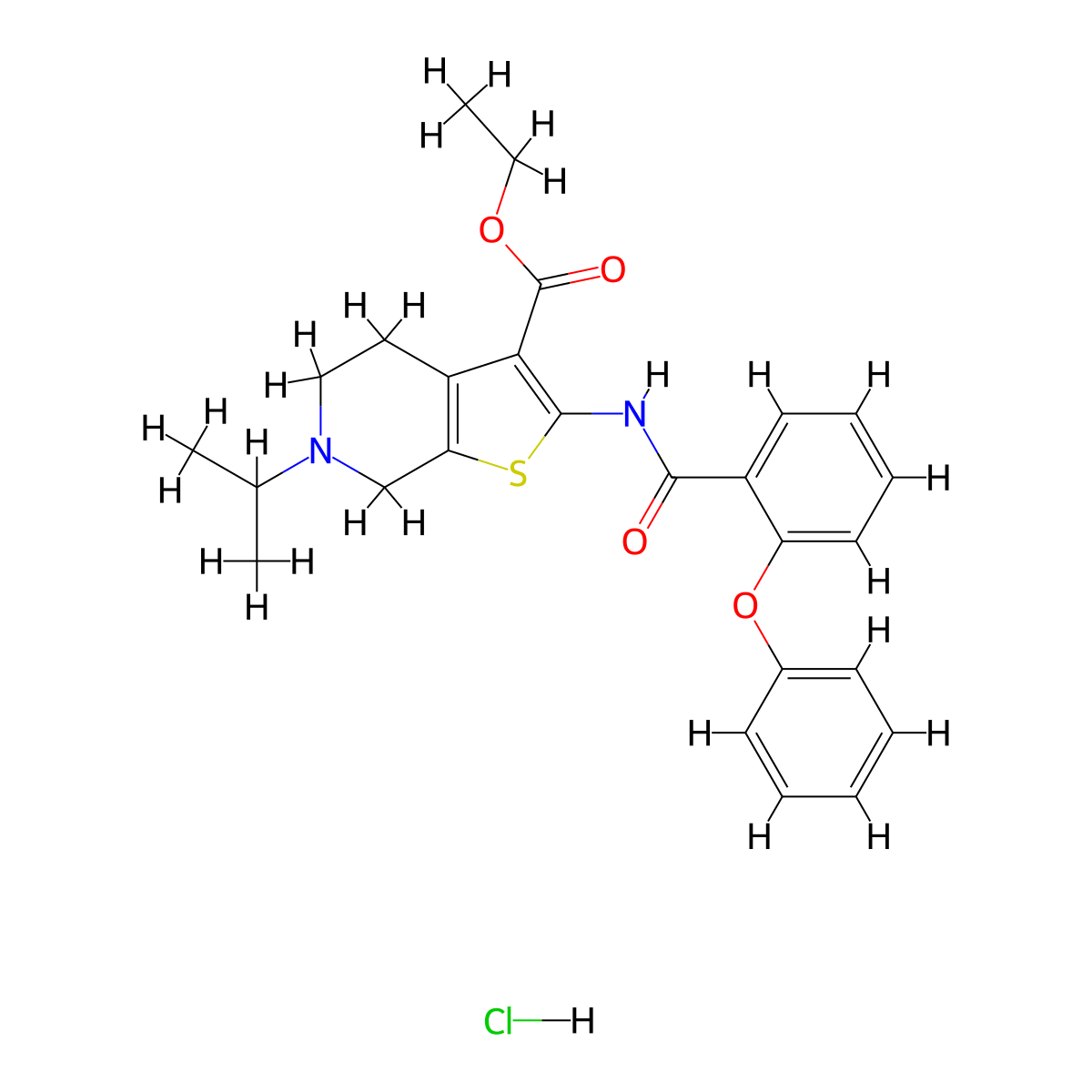 Ethyl 6-isopropyl-2-(2-phenoxybenzamido)-4,5,6,7-tetrahydrothieno[2,3-c]pyridine-3-carboxylate hydrochloride molecular structure, CAS 1329638-97-2