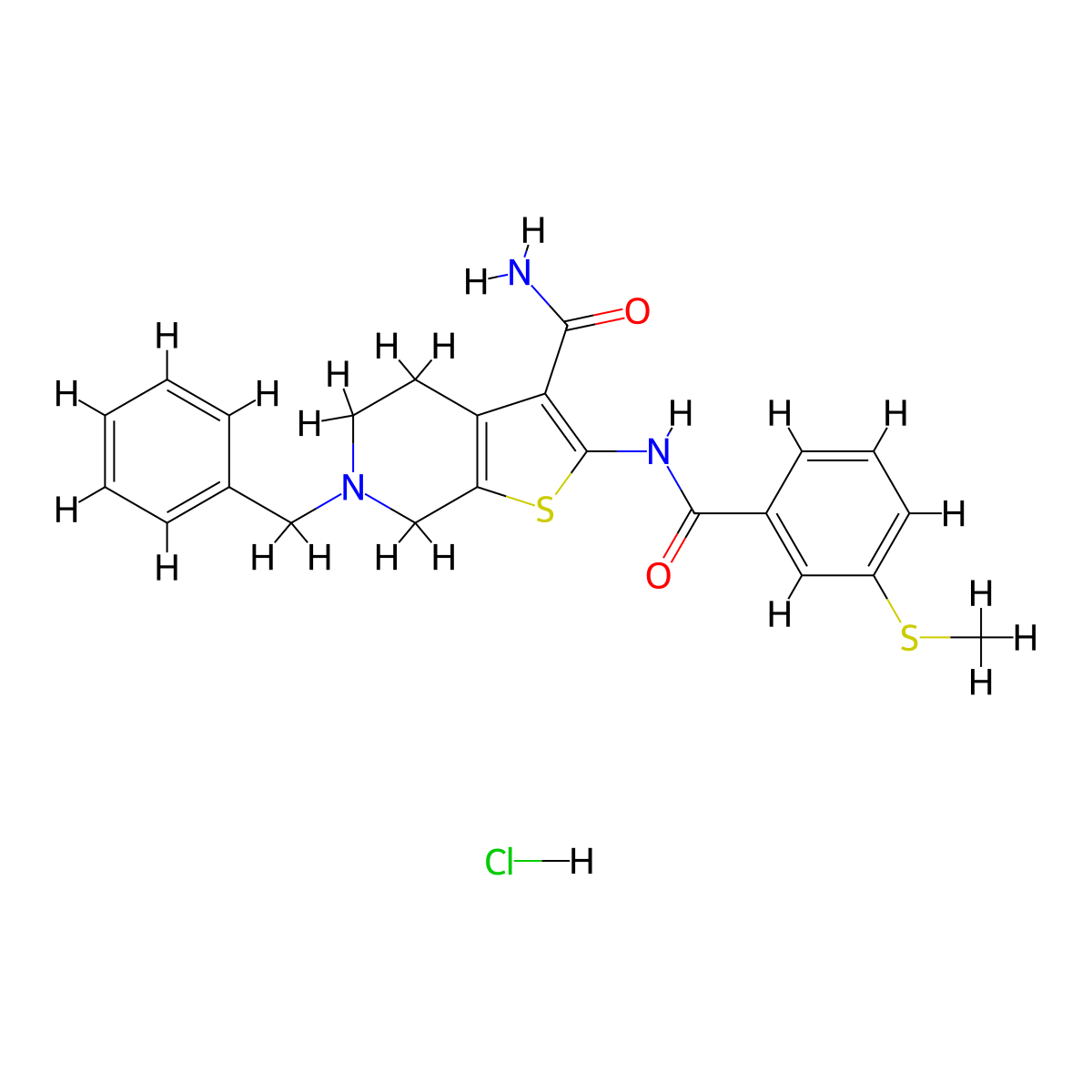 6-Benzyl-2-(3-(methylthio)benzamido)-4,5,6,7-tetrahydrothieno[2,3-c]pyridine-3-carboxamide hydrochloride molecular structure, CAS 1329640-97-2