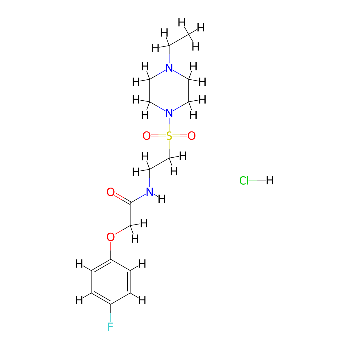 N-(2-((4-ethylpiperazin-1-yl)sulfonyl)ethyl)-2-(4-fluorophenoxy)acetamide hydrochloride molecular structure, CAS 1329641-52-2