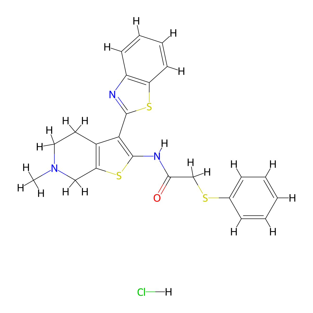 N-(3-(benzo[d]thiazol-2-yl)-6-methyl-4,5,6,7-tetrahydrothieno[2,3-c]pyridin-2-yl)-2-(phenylthio)acetamide hydrochloride molecular structure, CAS 1329642-46-7
