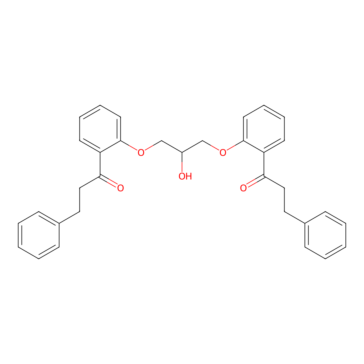1,1'-(((2-Hydroxypropane-1,3-diyl)bis(oxy))bis(2,1-phenylene))bis(3-phenylpropan-1-one) molecular structure, CAS 1329643-40-4