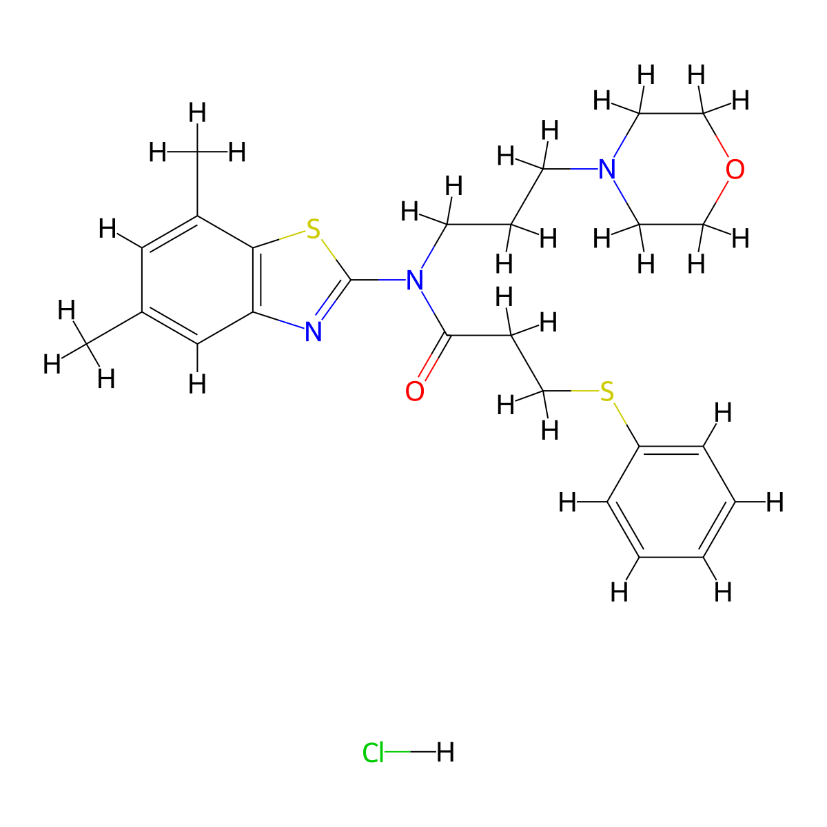 N-(5,7-dimethylbenzo[d]thiazol-2-yl)-N-(3-morpholinopropyl)-3-(phenylthio)propanamide hydrochloride molecular structure, CAS 1329646-90-3
