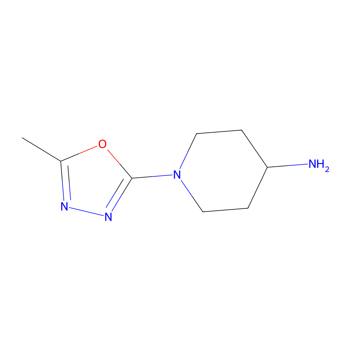 1-(5-Methyl-[1,3,4]oxadiazol-2-yl)-piperidin-4-ylamine molecular structure, CAS 1329672-63-0
