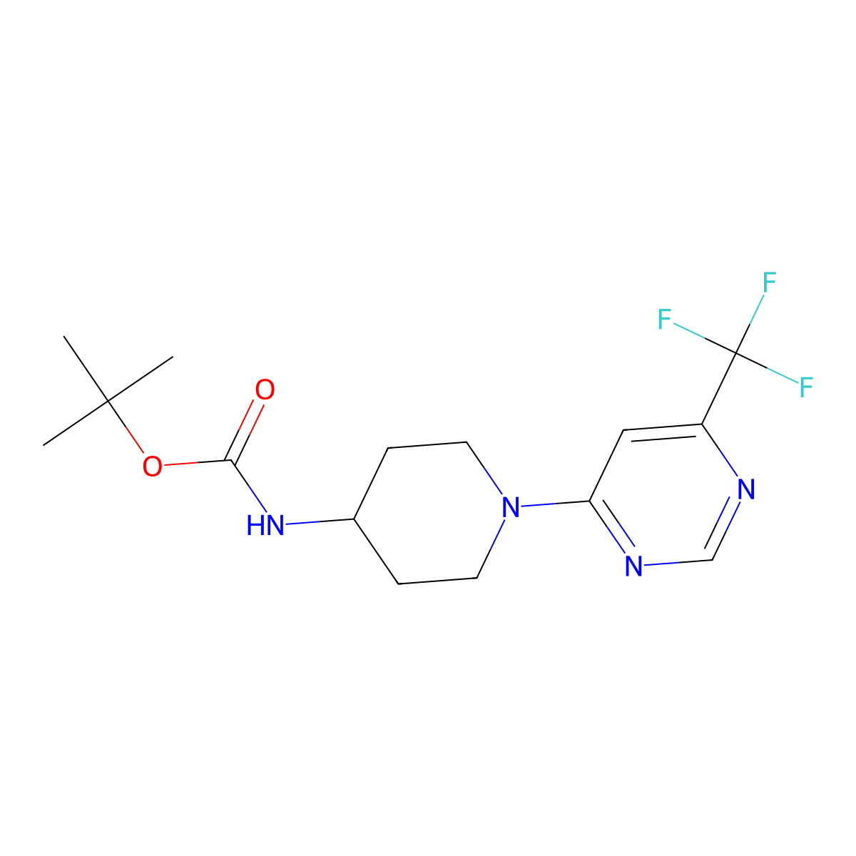 tert-Butyl (1-(6-(trifluoromethyl)pyrimidin-4-yl)piperidin-4-yl)carbamate molecular structure, CAS 1329672-93-6