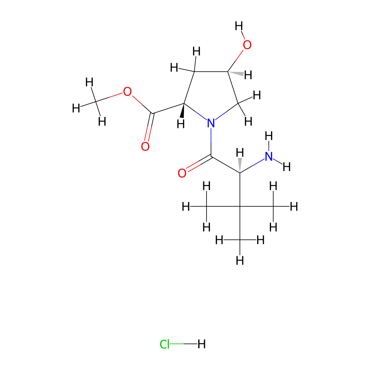Methyl (2S,4R)-1-((S)-2-amino-3,3-dimethylbutanoyl)-4-hydroxypyrrolidine-2-carboxylate hydrochloride molecular structure, CAS 1329698-72-7