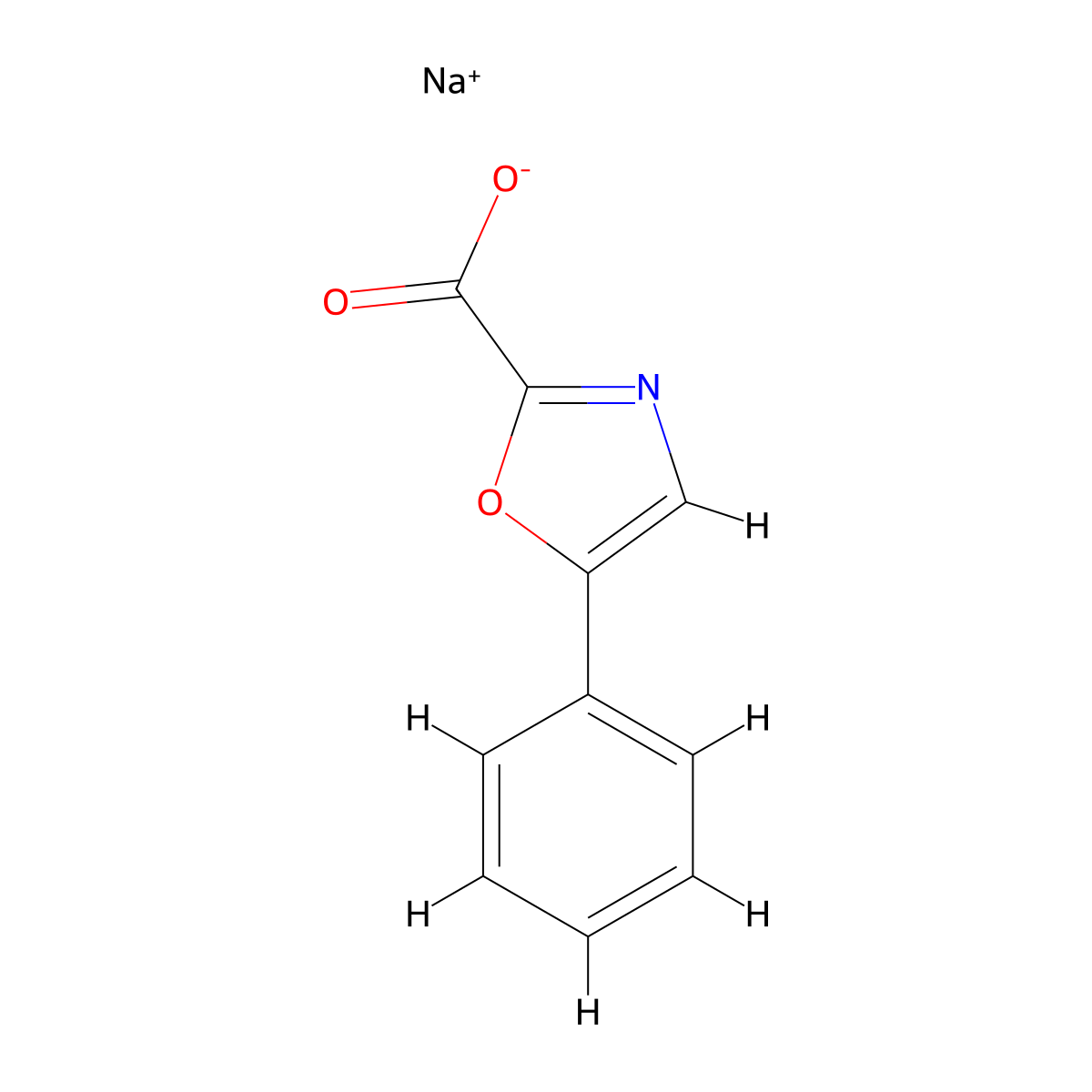 Sodium 5-phenyl-1,3-oxazole-2-carboxylate molecular structure, CAS 1329698-96-5