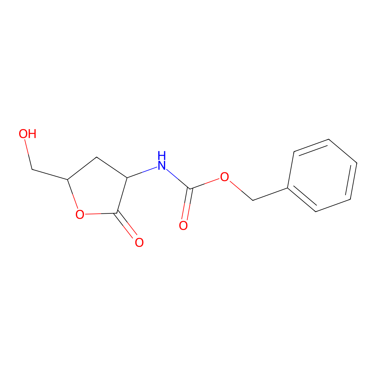 benzyl N-[(3R,5S)-5-(hydroxymethyl)-2-oxooxolan-3-yl]carbamate molecular structure, CAS 132970-47-9
